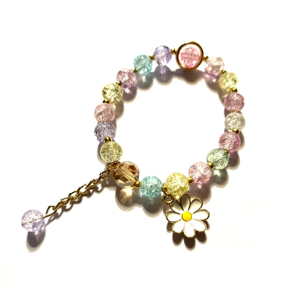 Flower Beaded Stretch Bracelet NEW